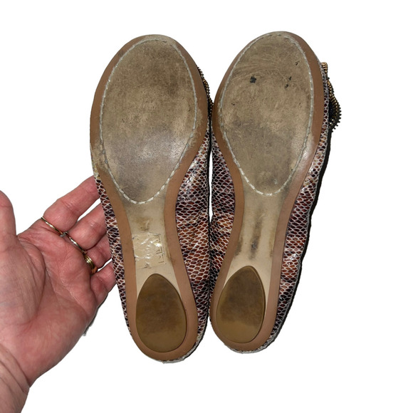 Jeffrey Campbell Brown Python Snake Ballet Flats Leather Zipper 7 - Picture 6 of 8